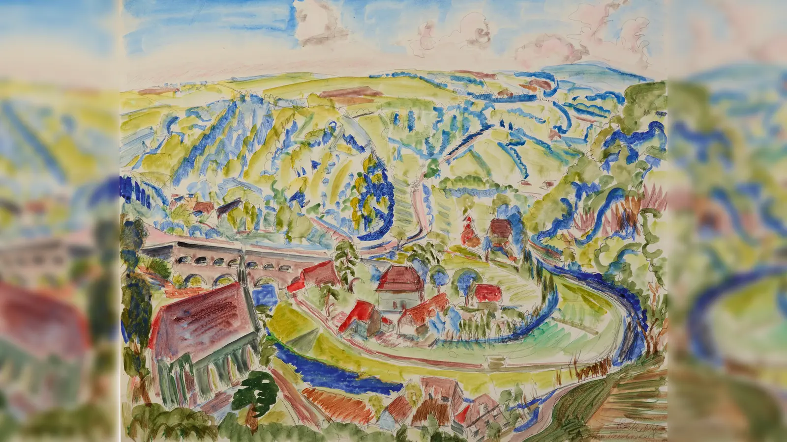 Das Aquarell „Im Taubertal“ von Erich Heckel aus dem Nachlass Erich Heckel, Hemmenhofen/Jens U. Nober (Galerie Neher, Essen). (Bild: Erich Heckel)