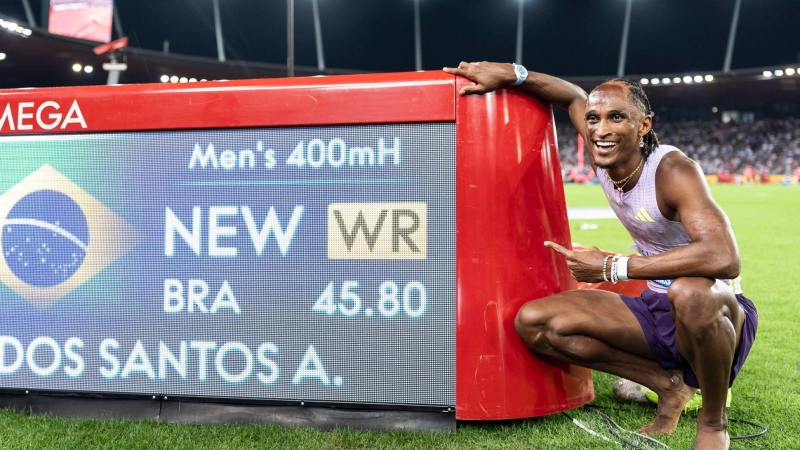 Alison dos Santos lief einen Fabellauf in Zürich. (Foto: Claudio Thoma/KEYSTONE/dpa)