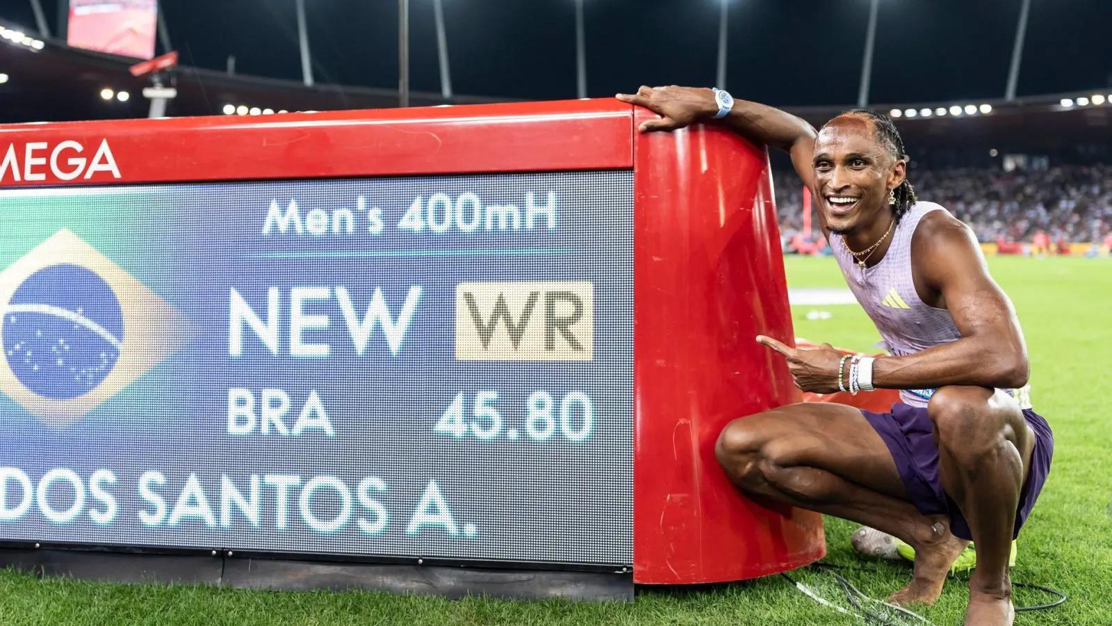 Alison dos Santos lief einen Fabellauf in Zürich. (Foto: Claudio Thoma/KEYSTONE/dpa)