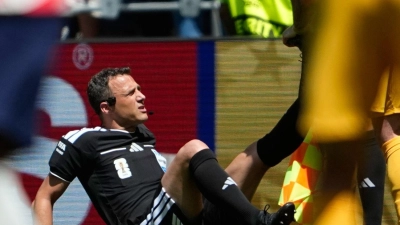 Musste in der Schlussphase behandelt werden: Felix Zwayer. (Foto: Lindsey Wasson/AP/dpa)