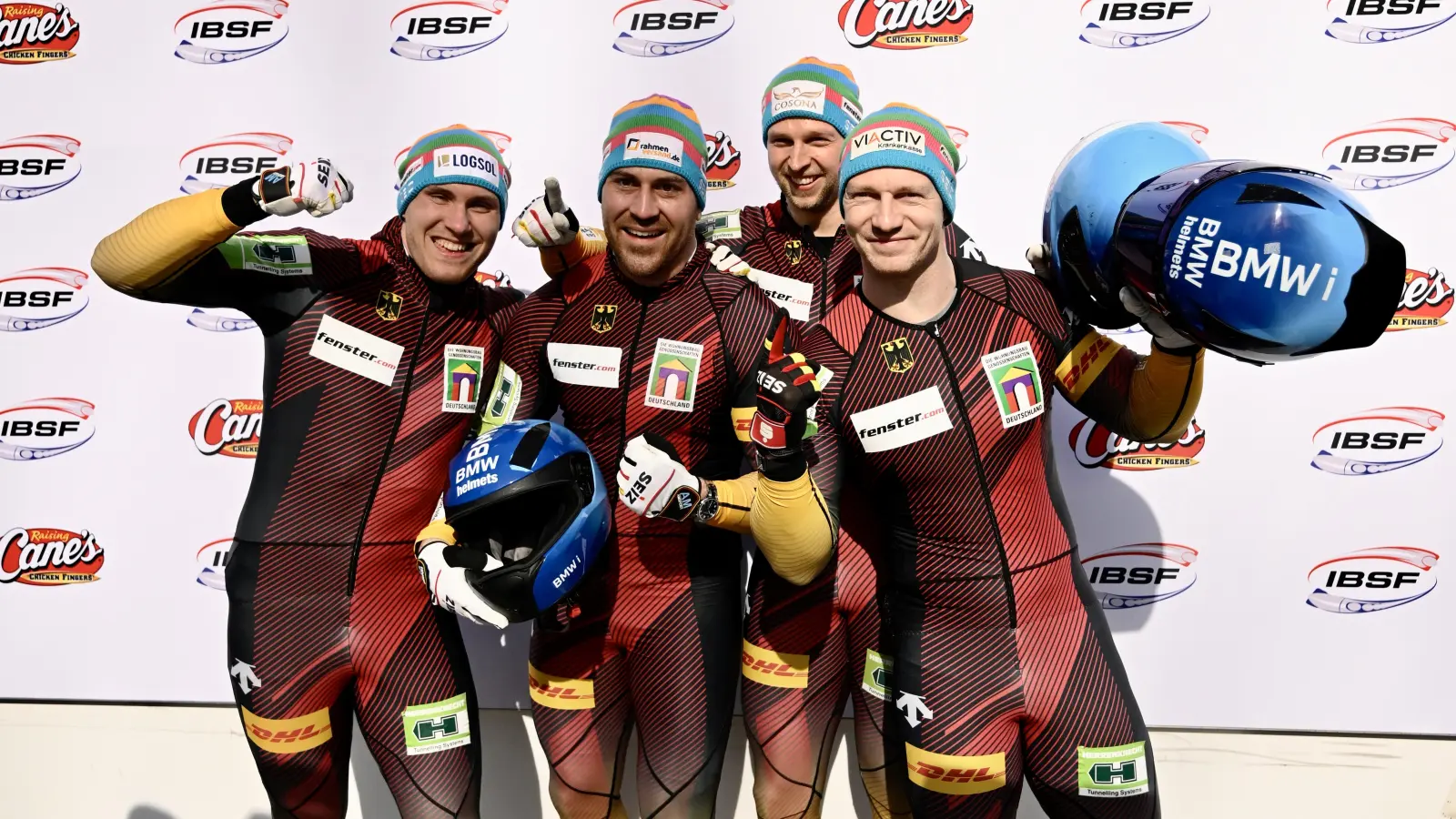 Holten erneut den WM-Titel im Viererbob, von links: Felix Straub, Michael Sommer, Alexander Schüller und Francesco Friedrich. (Foto: Viesturs Lacis)