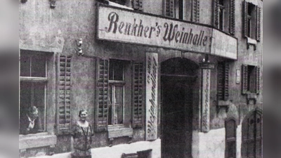 Eine historische Aufnahme von Benkher’s Weinhalle in der Büttenstraße. Hier können Gesundheitsbewusste auch Quell- und Heilwasser erwerben. (Repro: Alexander Biernoth)