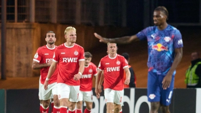 Nach nicht einmal zehn Minuten ging Außenseiter Essen gegen Leipzig mit 1:0 in Führung.  (Foto: Bernd Thissen/dpa)