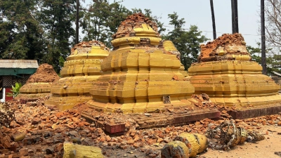 Zahlreiche historische Pagoden wurden fast völlig zerstört. (Foto: Aung Shine Oo/AP/dpa)