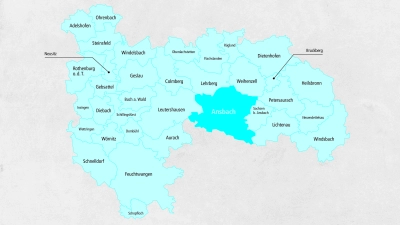 Der Stimmkreis Ansbach-Nord zur Landtagswahl 2023: Wer hier als Direktkandidat zur Wahl steht, sehen Sie auch in unserer Bildergalerie. (Grafik: Susanne Pfahler)