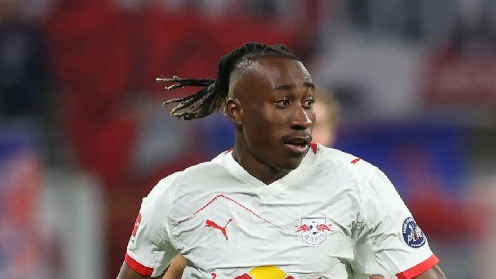 Leipzigs Yan Diomande war auch beim 3:1 gegen Union Berlin ein Aktivposten.  (Foto: Jan Woitas/dpa)