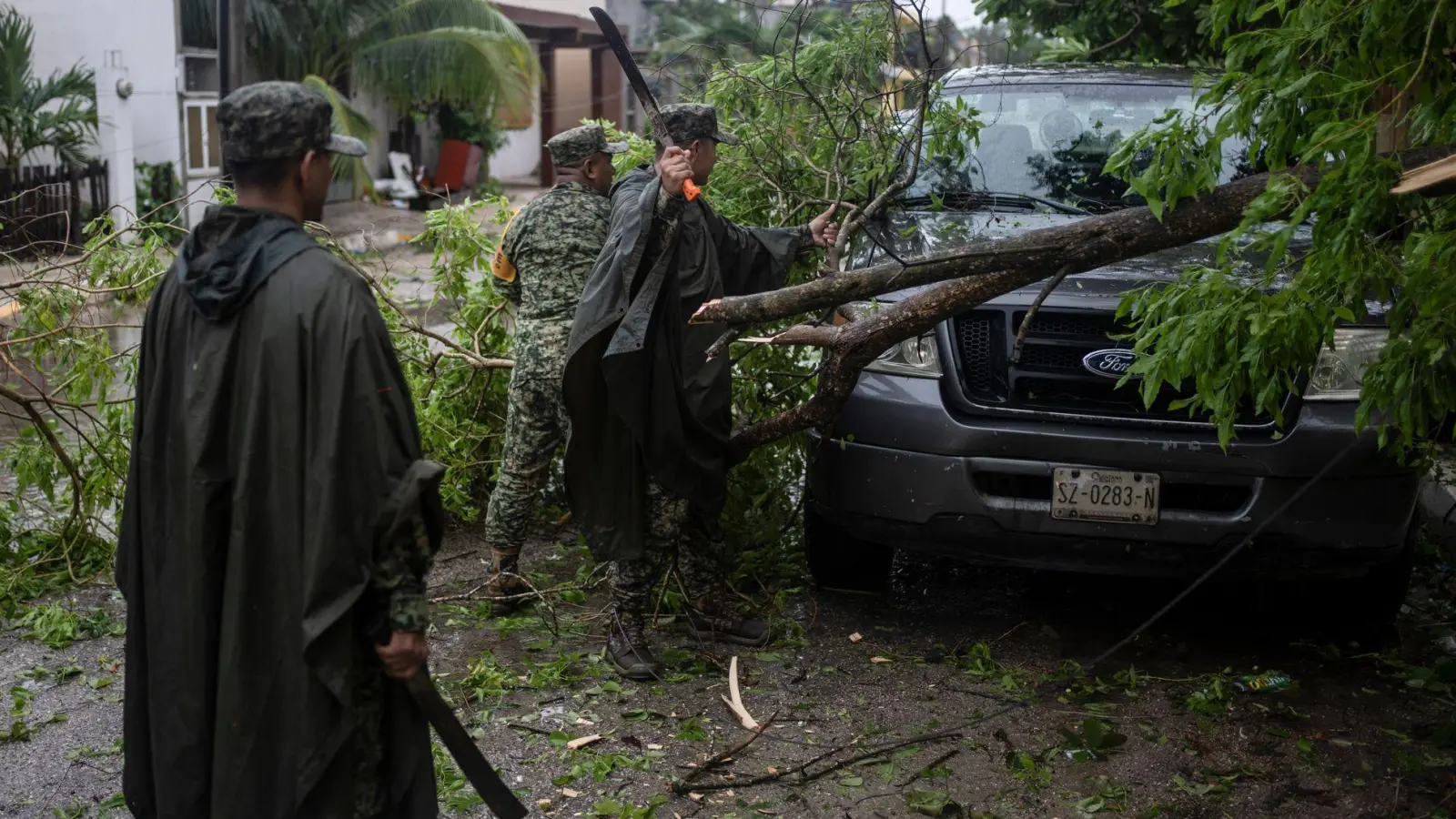 In Mexiko stürzten Bäume um, viele Haushalte sind ohne Strom. (Foto: Felix Marquez/dpa)