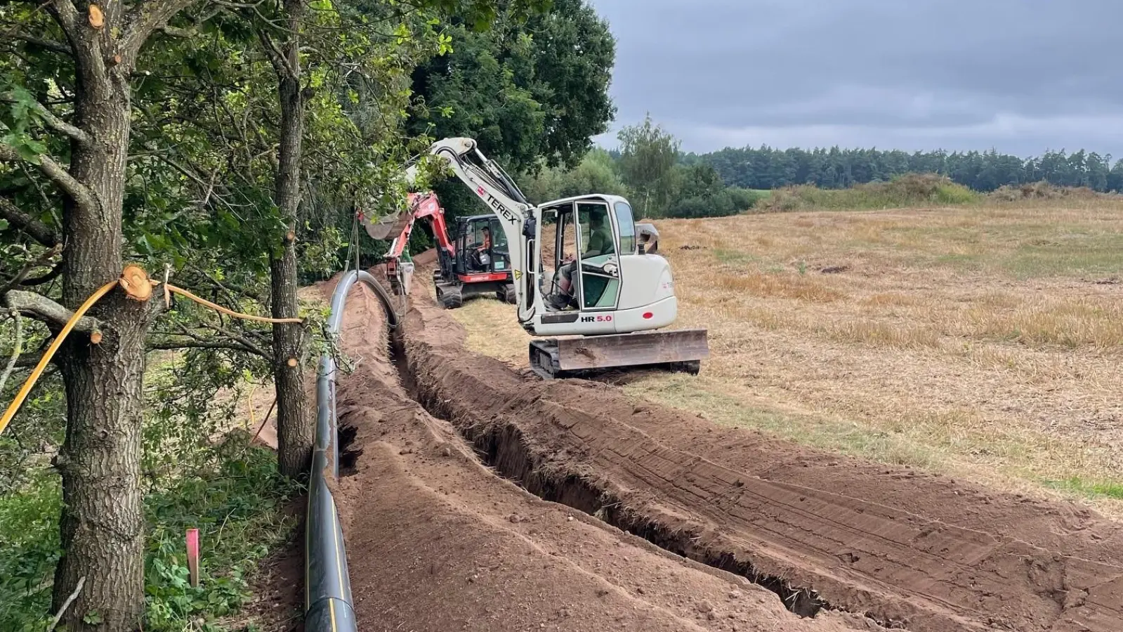 In den vergangenen Wochen wurde die Gasleitung vom Ortsteil Kaierberg nach Dentlein verlegt. (Foto: Markt Dentlein/Thomas Beck)