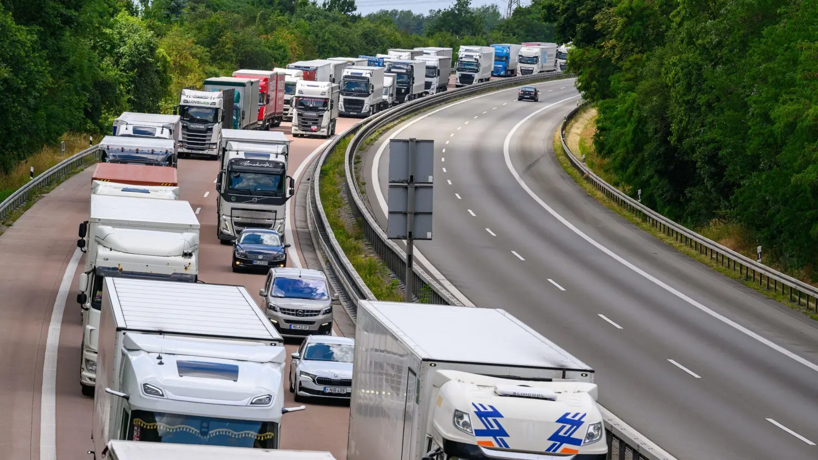 Laut Statistik haben die Grenzkontrollen bislang keine negativen Auswirkungen auf die Handelsbilanz. Doch sie kosten die Unternehmen Zeit und Geld. (Foto: Patrick Pleul/dpa)