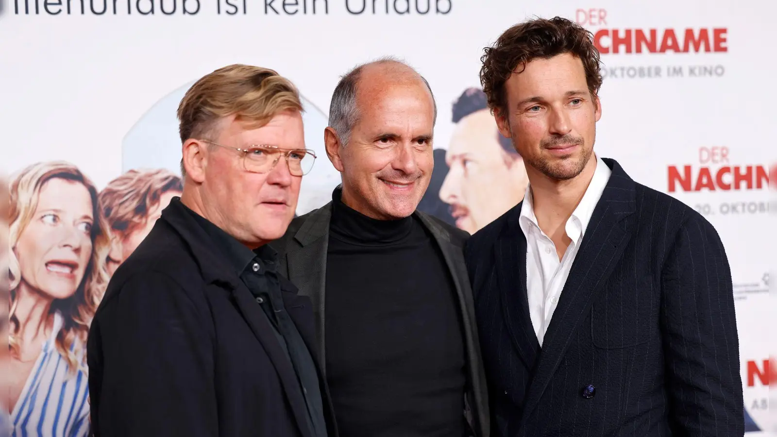 Justus von Dohnanyi, Christoph Maria Herbst und Florian David Fitz sind im Dezember in „Der Spitzname“ wieder zusammen auf der Leinwand zu sehen. (Archivfoto) (Foto: Thomas Banneyer/dpa)