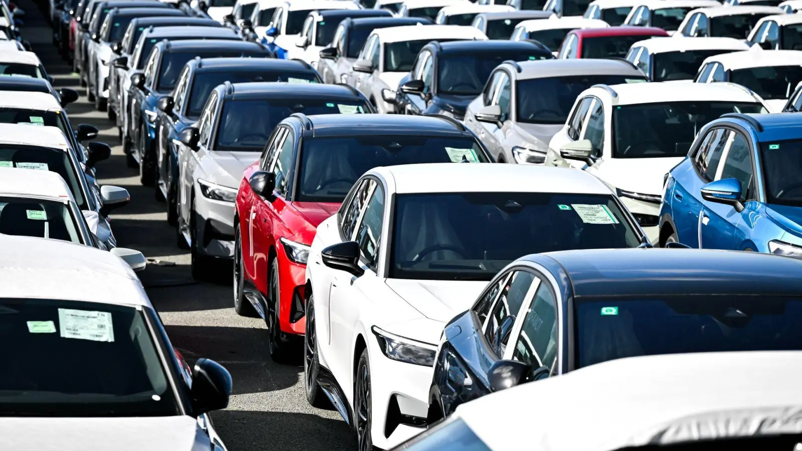 Deutschland exportiert viele Autos in die USA - aber laut Statistischem Bundesamt seit dem Inkrafttreten der höheren Einfuhrzölle mit einem geringeren Wert. (Symbolbild)  (Foto: Sina Schuldt/dpa)