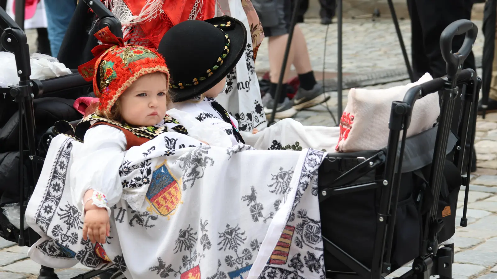 Bei jeder Art von Wetter zeigen die Siebenbürger Sachsen ihre Tradition und ihr Brauchtum. Beim rund einstündigen Trachtenumzug am Pfingstsonntag gab es von Regengüssen bis Sonnenschein jede Facette. (Foto: Martina Haas)