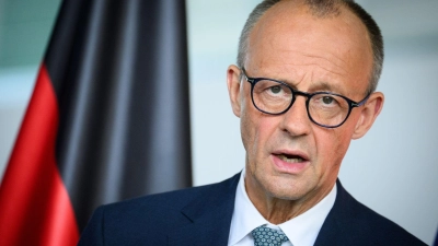 Kanzler Merz äußerte sich nach einer Sitzung des Sicherheitskabinetts. (Foto: Bernd von Jutrczenka/dpa)