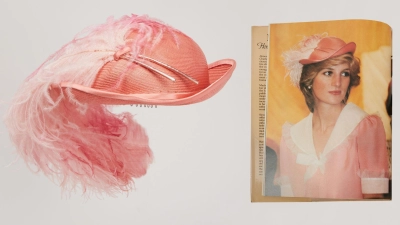Diesen Hut soll Diana während der Flitterwochen getragen haben.  (Foto: Julien's Auction/Undatiertes Han/dpa)