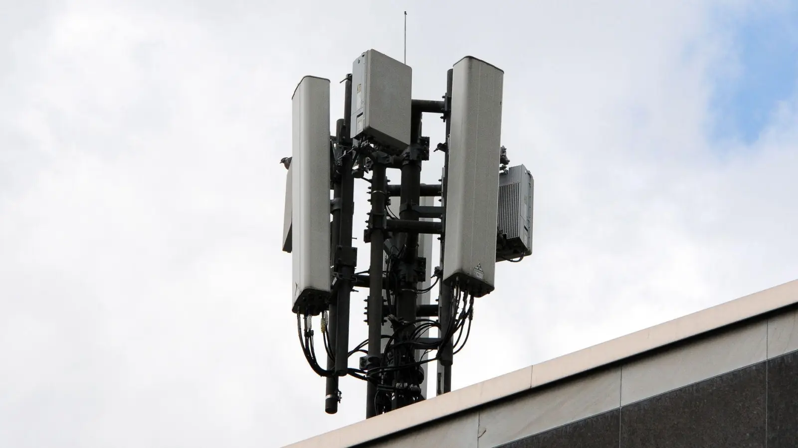 Mobilfunkantennen im Standard 4G/LTE (länglich) und 5G (quadratisch) stehen auf einem Haus. (Foto: Wolf von Dewitz/dpa-Zentralbild/dpa)