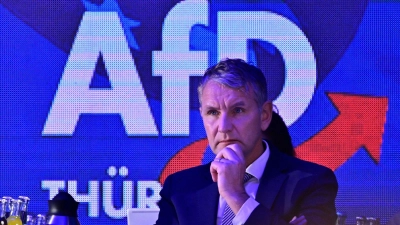 Björn Höcke während des Landesparteitags der AfD im thüringischen Pfiffelbach. (Foto: Martin Schutt/dpa)