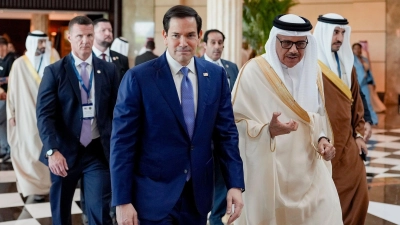Rubio mit dem bahrainischen Außenminister al-Sajani. (Foto: Eric Lee/Pool Reuters/AP/dpa)