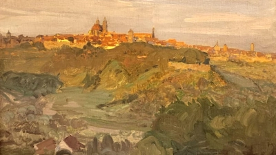 Bei der Arbeit an seinem großformatigen Rothenburg-Bild bediente sich der Künstler einiger selbst erstellter Vorstudien. Eine davon, entstanden im Jahr 1906, ist Teil der Kunstsammlung des Mittelalterlichen Kriminalmuseums. (Repro: Mittelalterliches Kriminalmuseum)