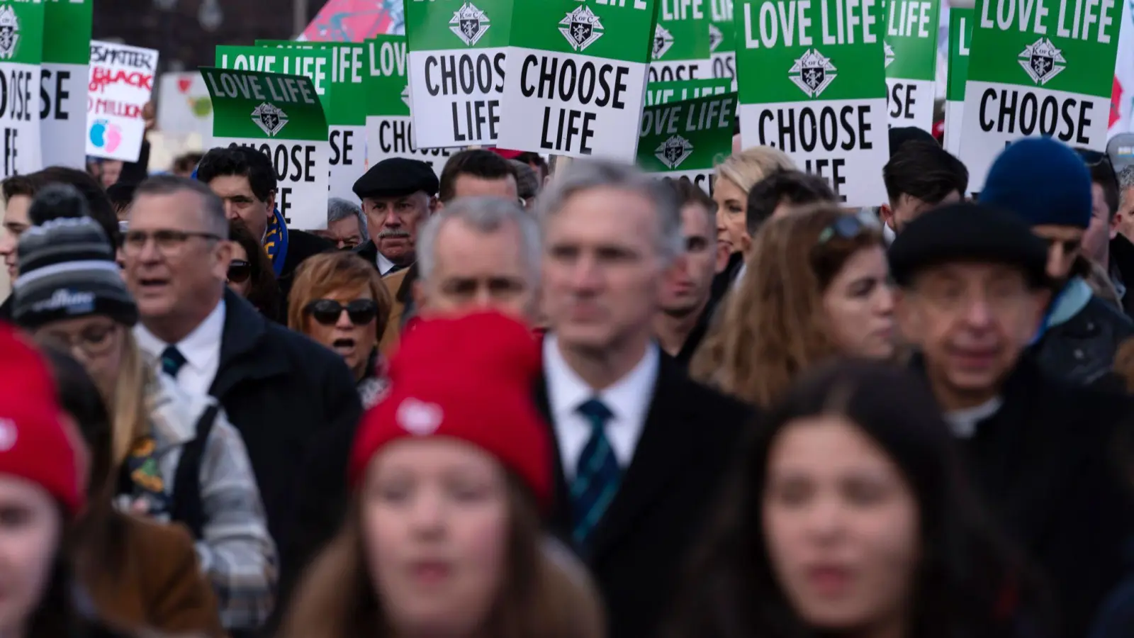 Abtreibungsgegner beim „March for Life“ („Marsch für das Leben“) in Washington am 20.01.2023. (Foto: Jose Luis Magana/AP/dpa)