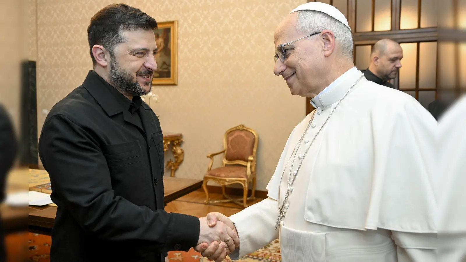 In Rom traf Selenskyj zunächst Papst Leo. (Foto: Vatican Media/IPA via ZUMA Press/dpa)