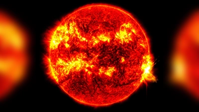 Innerhalb der Phase maximaler Sonnenaktivität sind die Chancen gut, weiter farbenfrohe Polarlichter über der Erde zu sehen. (Foto: Solar Dynamics Observatory/NASA via AP/dpa)